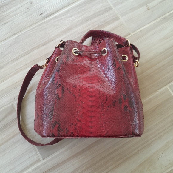 NEW Grand pelle collection red real python handbag - Picture 4 of 8